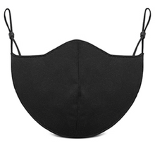 Load image into Gallery viewer, Black Reusable Washable Protective Face Mask Adjustable Ear Loops