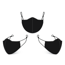 Load image into Gallery viewer, Black Reusable Washable Protective Face Mask Adjustable Ear Loops
